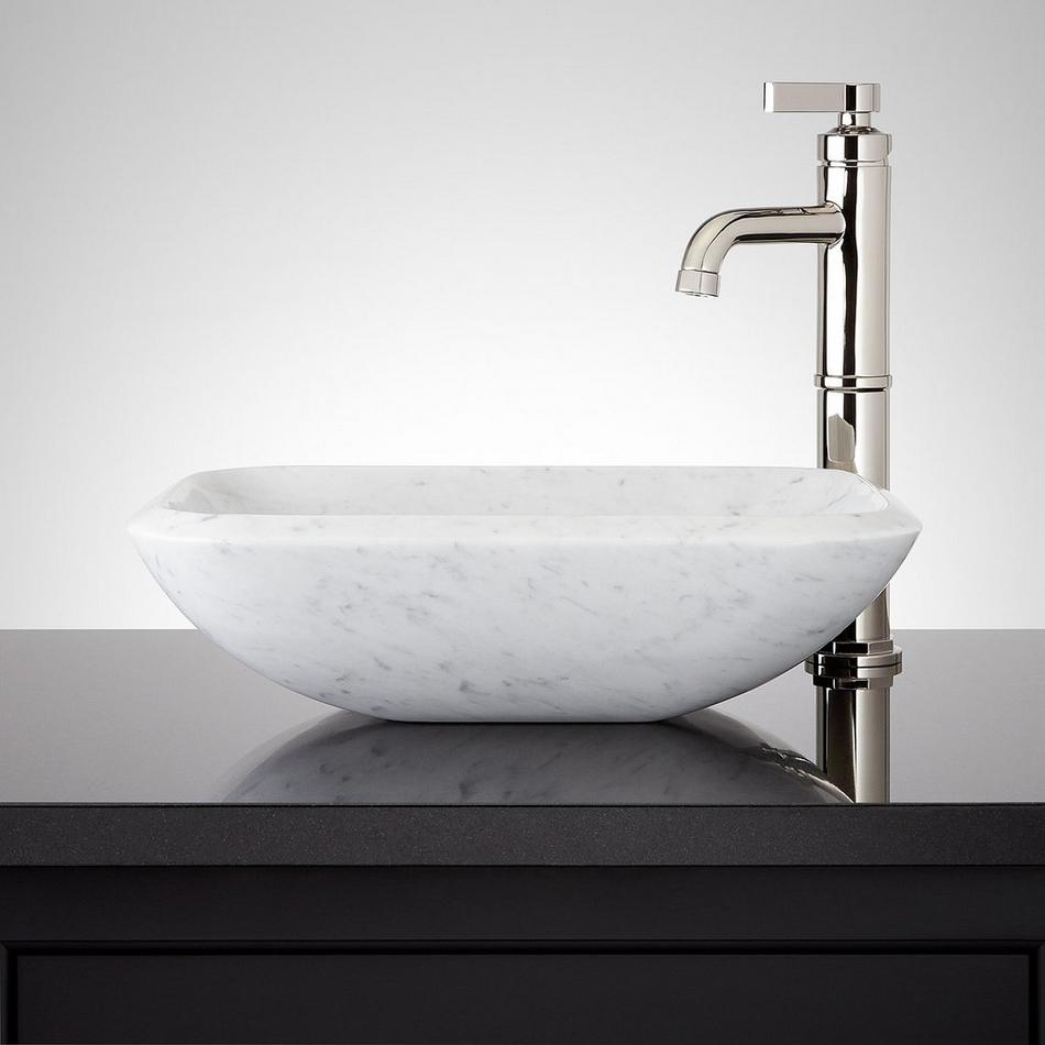 Shea Curved Marble Vessel Sink - Carrara, , large image number 0