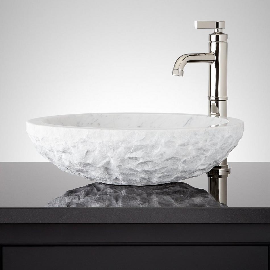 Thurber Oval Marble Vessel Sink - Carrara, , large image number 0
