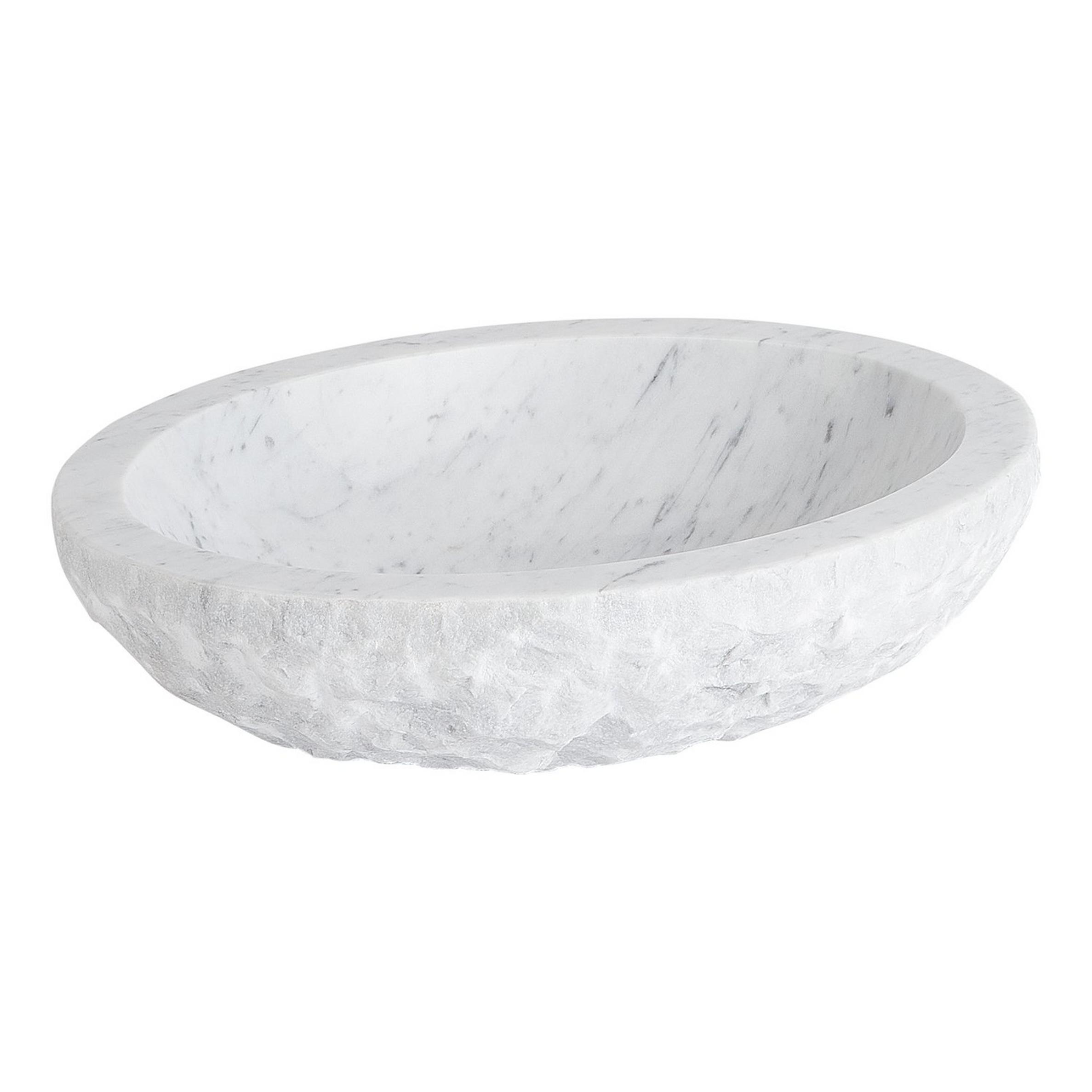 Thurber Oval Marble Vessel Sink Carrara Signature Hardware