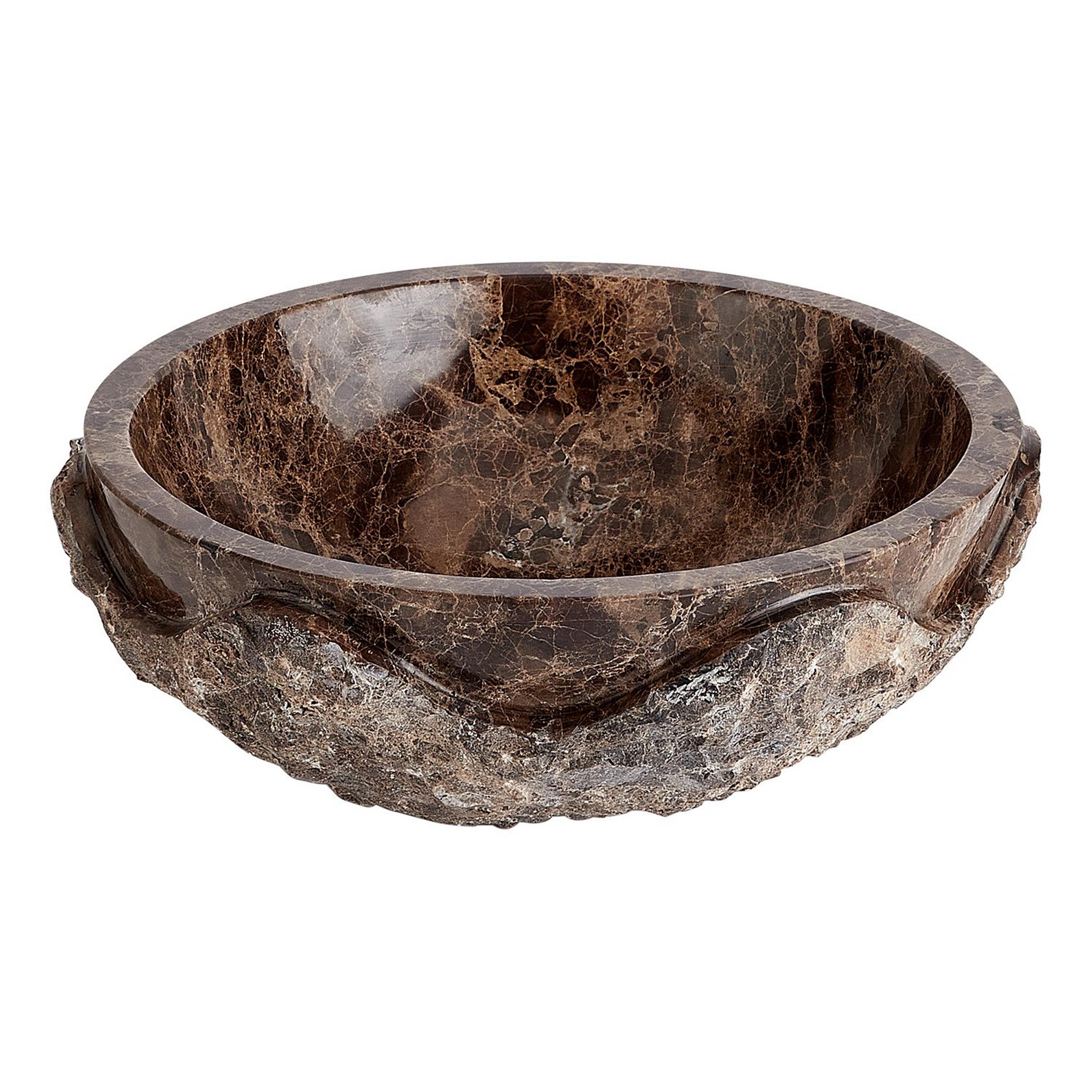 Hull Round Marble Vessel Sink Dark Emperador Signature Hardware