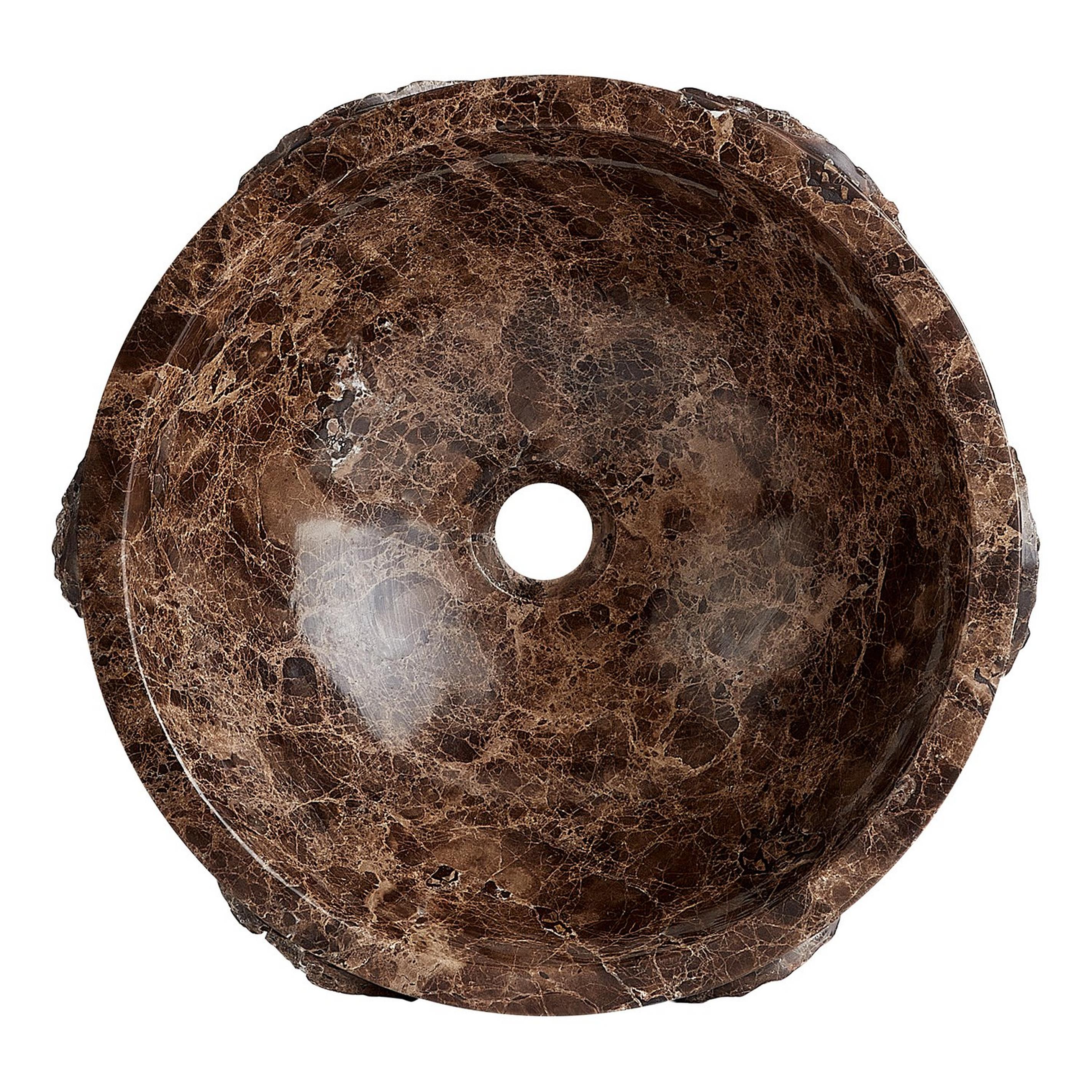 Hull Round Marble Vessel Sink Dark Emperador Signature Hardware