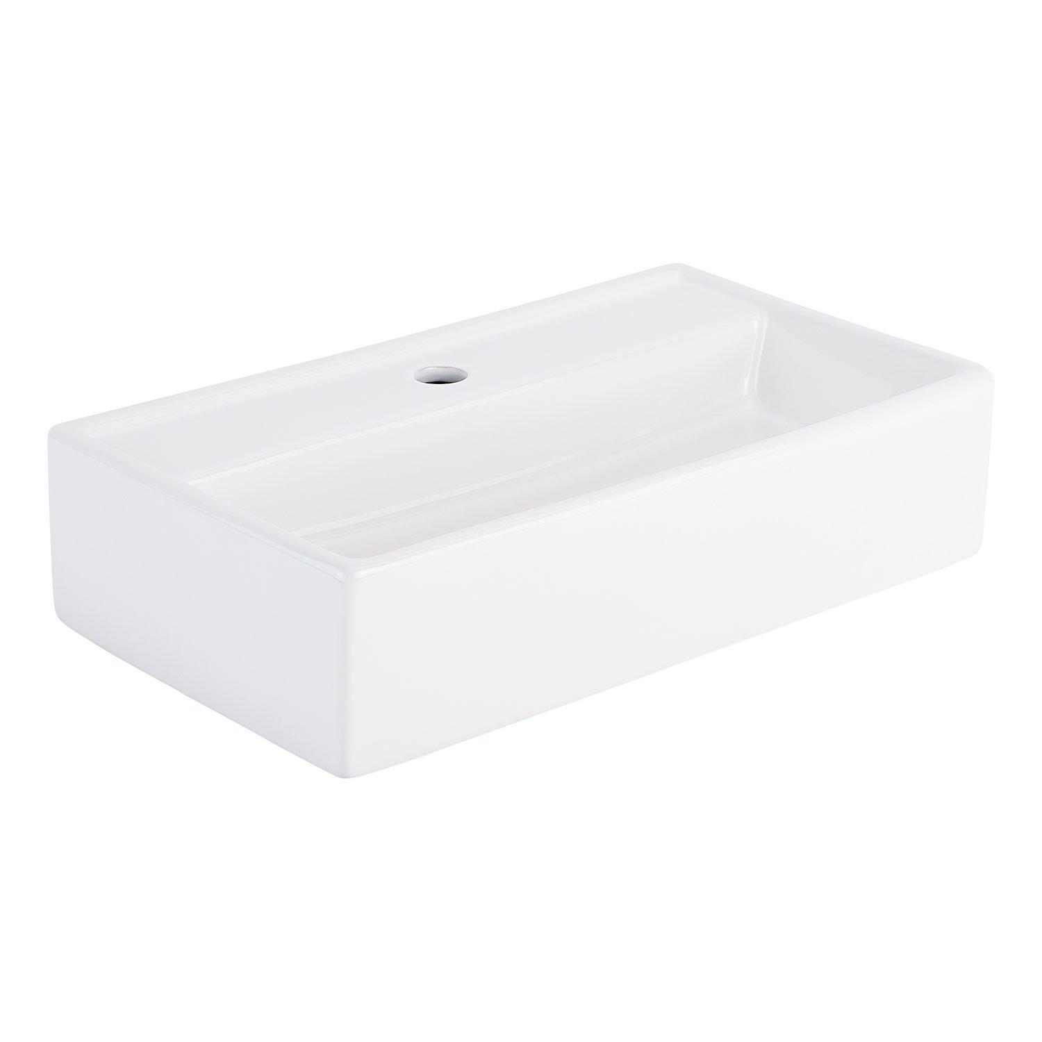 New White Crandell hotsell Rectangular Porcelain Vessel Sink - Signature Hardware