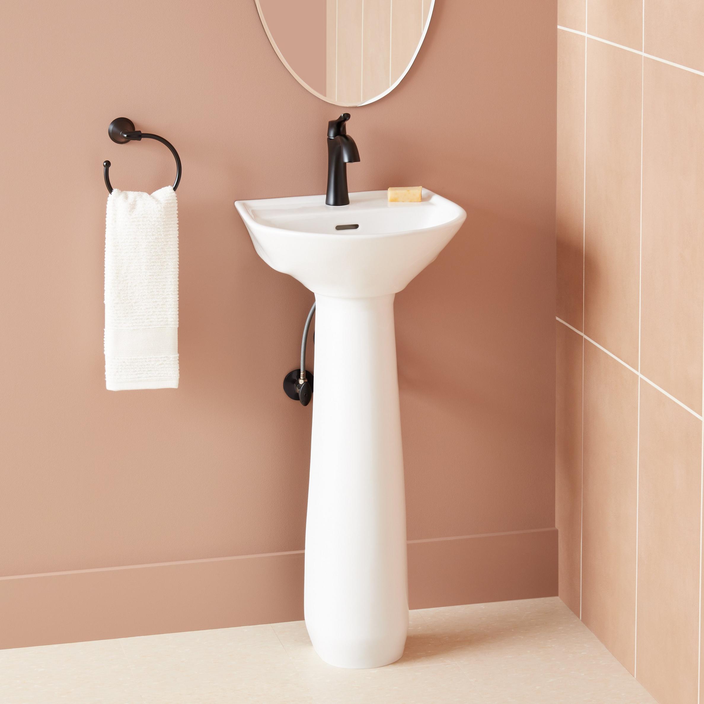 Lanken Mini Porcelain Pedestal Sink Signature Hardware