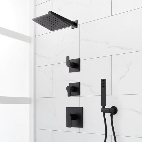 Hibiscus Thermostatic Shower System in Matte Black