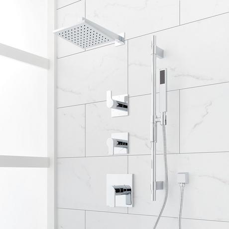 Hibiscus Thermostatic Shower System with Slide Bar and Hand Shower