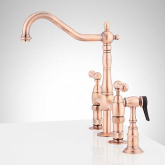 Bellevue Bridge Kitchen Faucet With Sprayer - Lever Handles - Satin ...