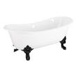 67" Lena Cast Iron Clawfoot Tub - Continuous Rolled Rim - Black Monarch Feet - No Drain, , large image number 0