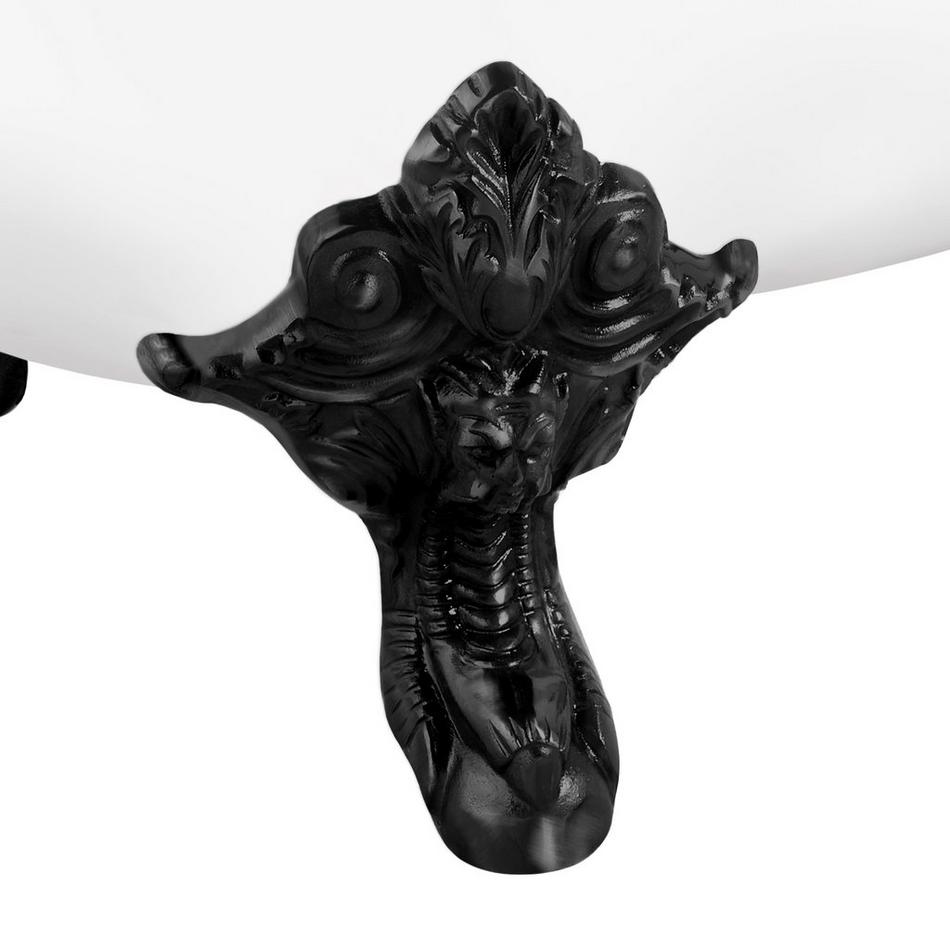 67" Lena Cast Iron Clawfoot Tub - Continuous Rolled Rim - Black Monarch Feet - No Drain, , large image number 2