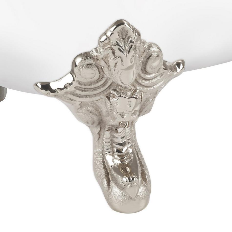 67" Lena Cast Iron Clawfoot Tub - Continuous Rolled Rim - Brushed Nickel Monarch Feet - No Drain, , large image number 4