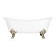 67" Lena Cast Iron Clawfoot Tub - Continuous Rolled Rim - Brushed Nickel Monarch Feet - No Drain, , large image number 2