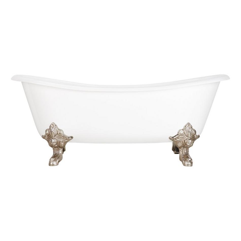 67" Lena Cast Iron Clawfoot Tub - Continuous Rolled Rim - Brushed Nickel Monarch Feet - No Drain, , large image number 2