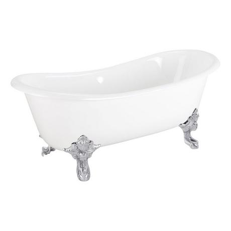 67" Lena Cast Iron Clawfoot Tub - Continuous Rolled Rim - Monarch Feet