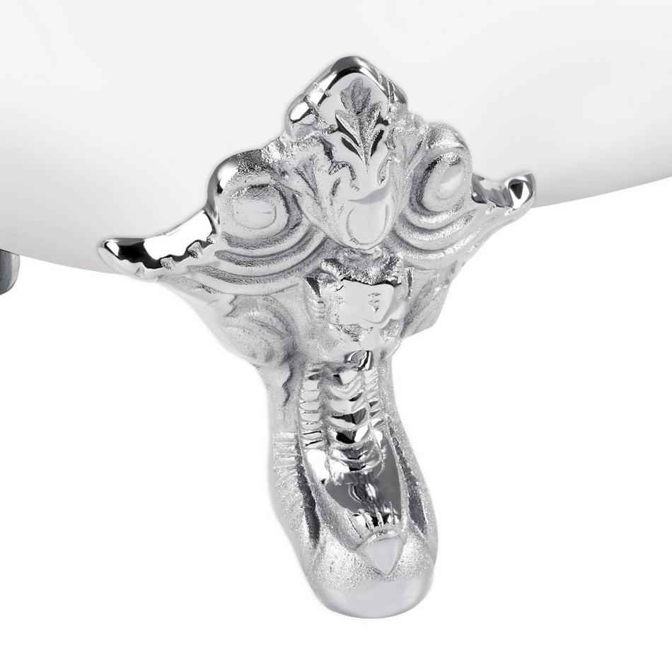 67" Lena Cast Iron Clawfoot Tub - Continuous Rolled Rim - Chrome Monarch Feet - Chrome Drain, , large image number 2