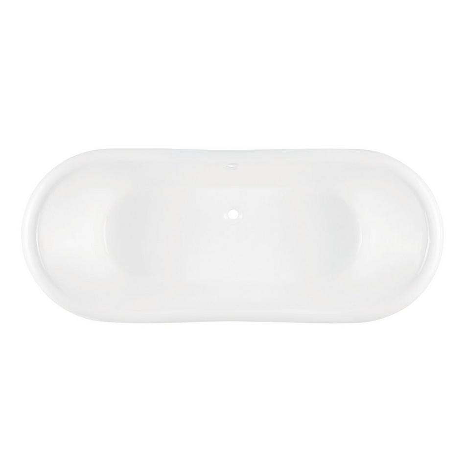67" Lena Cast Iron Clawfoot Tub - Continuous Rolled Rim - Oil Rubbed Bronze Feet - White Drain, , large image number 1