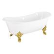 67" Lena Cast Iron Clawfoot Tub - Continuous Rolled Rim - Polished Brass Monarch Feet - No Drain, , large image number 0