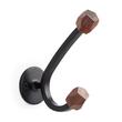 Mariline Faceted Wood Knob and Brass Double Hook- Cocoa Bark/Matte Black, , large image number 0