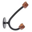 Mariline Faceted Wood Knob and Brass Double Hook- Cocoa Bark/Matte Black, , large image number 1
