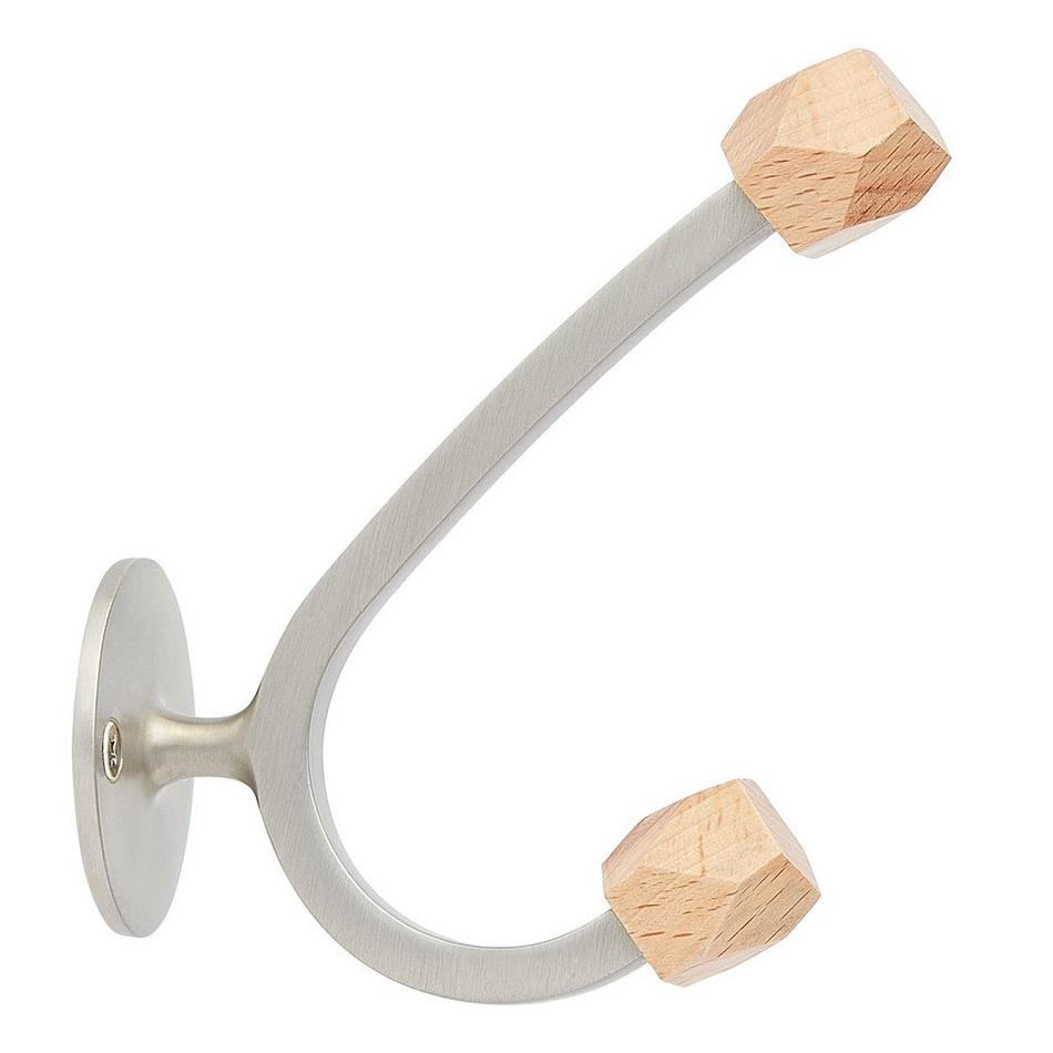 Mariline Brass Double Robe Hook - Pampas Beach/Brushed Nickel, , large image number 1