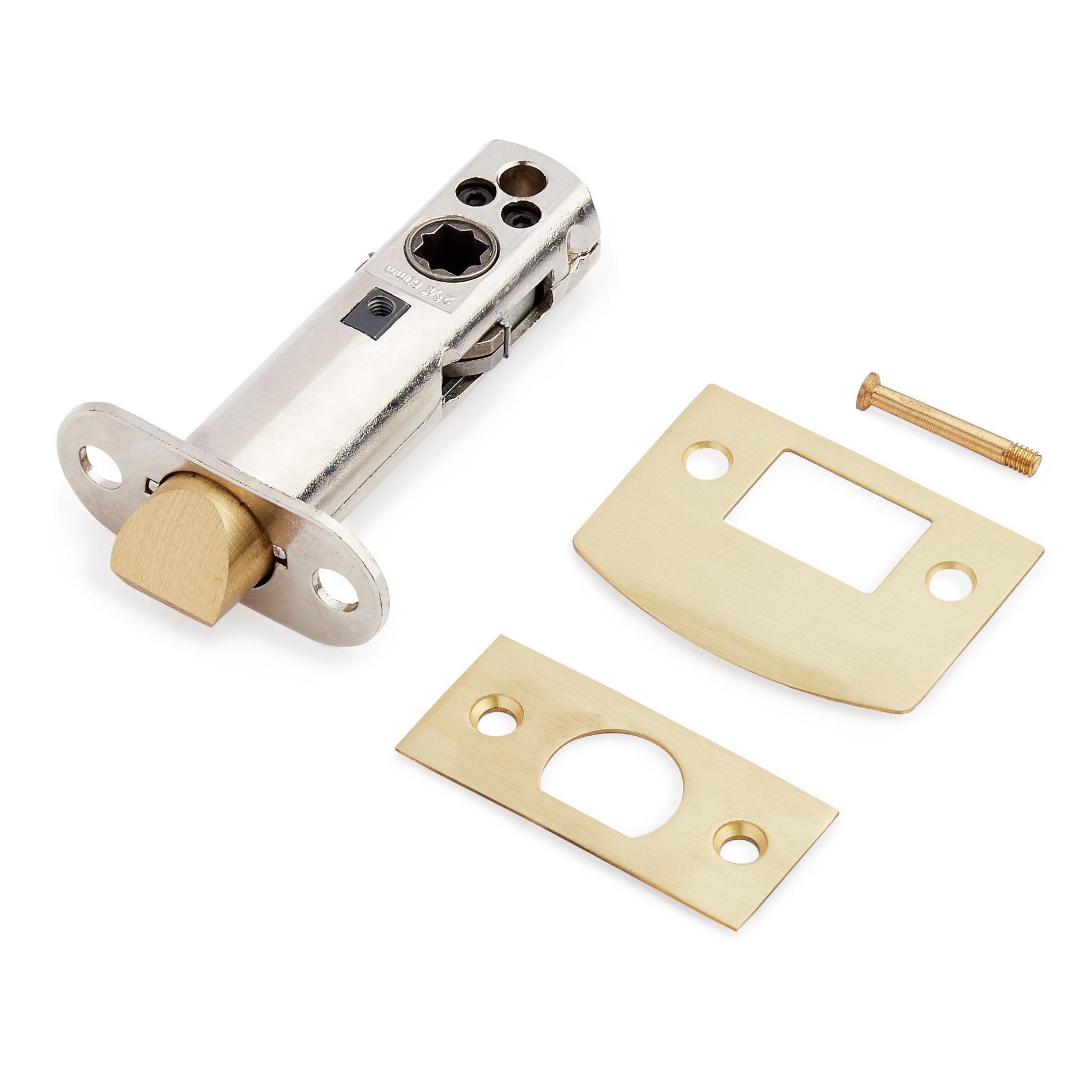 Vanisa Interior Privacy Door Set - Walnut Knob - Satin Brass ...