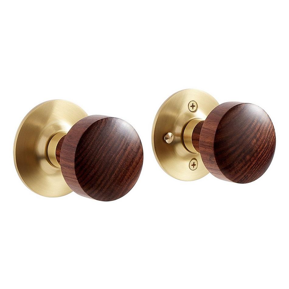 Vanisa Interior Privacy Door Set - Walnut Knob - 2-3/4" Backset - Satin Brass, , large image number 0