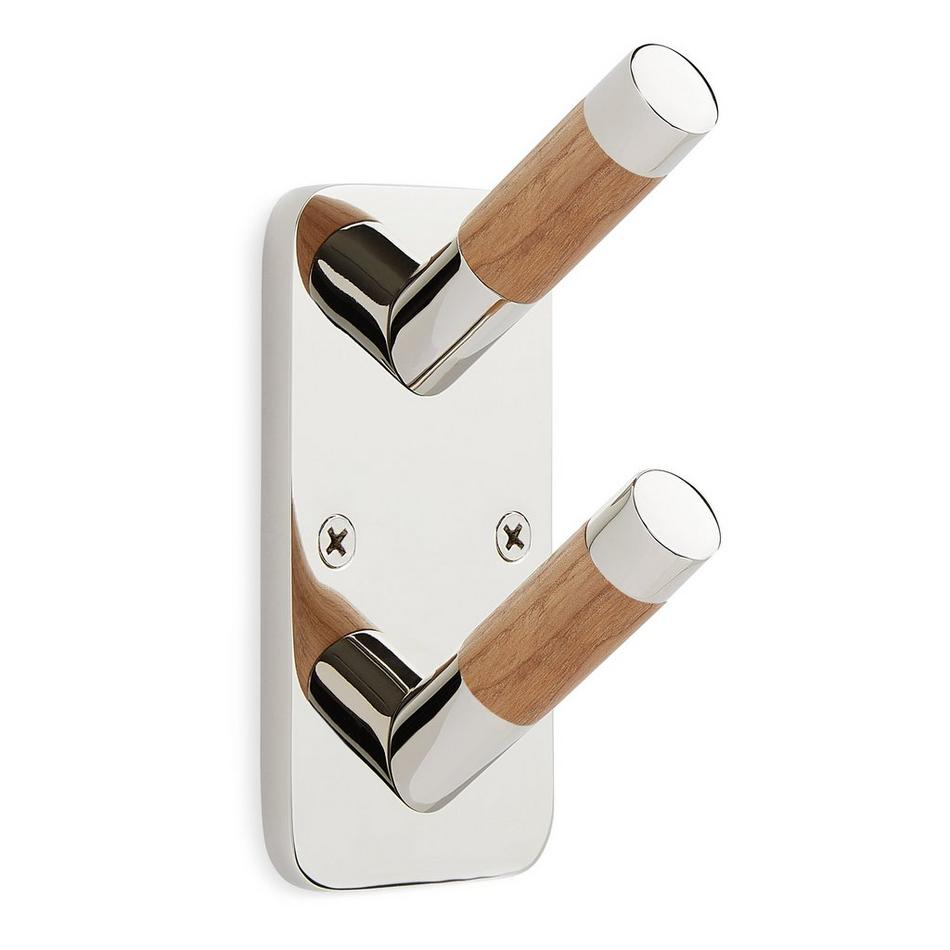 Kenewood Metal Double Coat Hook with Wood Knobs  - Driftwood Ash, , large image number 0