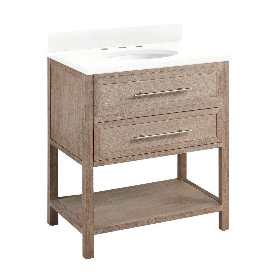 30" Robertson Vanity with Undermount Sink - Brushed White - Feathered White Quartz - Widespread, , large image number 0