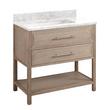 36" Robertson Vanity with Rectangular Undermount Sink - Brushed White - Carrara Marble - Single Hole, , large image number 0