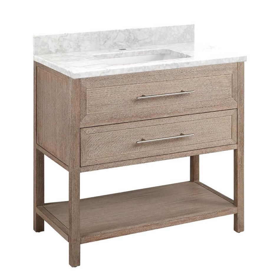 36" Robertson Vanity with Rectangular Undermount Sink - Brushed White - Carrara Marble - Single Hole, , large image number 0