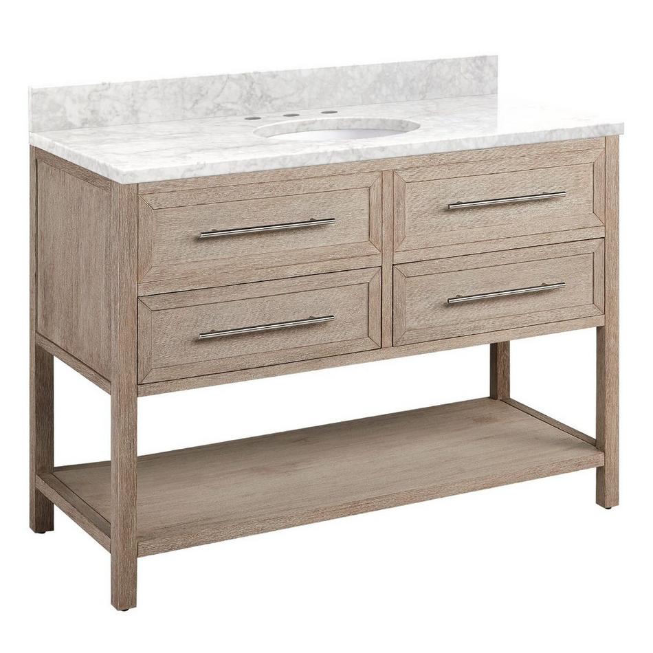 48" Robertson Vanity with Undermount Sink - Brushed White - Carrara Marble - Widespread, , large image number 0