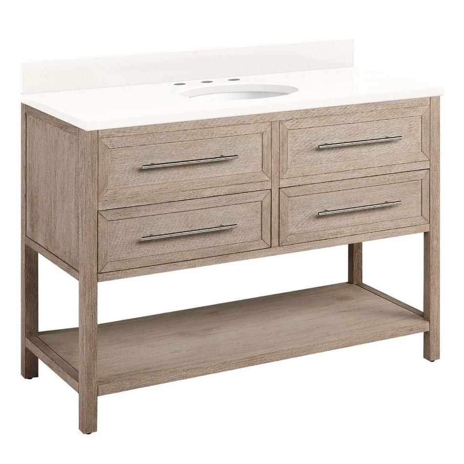 48" Robertson Vanity with Undermount Sink - Brushed White - Arctic White Quartz - Widespread, , large image number 1