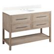 48" Robertson Vanity with Undermount Sink - Brushed White - Feathered White Quartz - Widespread, , large image number 0