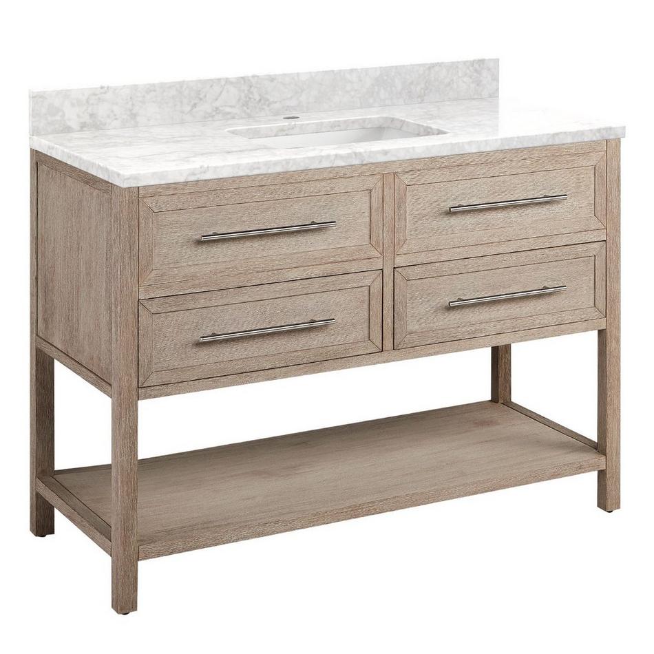 48" Robertson Vanity with Rectangular Undermount Sink - Brushed White - Carrara Marble - Single Hole, , large image number 0