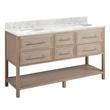 60" Robertson Vanity with Undermount Sinks - Brushed White - Carrara Marble - Widespread, , large image number 0