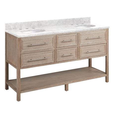 60" Robertson Console Vanity with Undermount Sinks - Brushed White