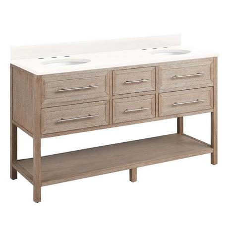60" Robertson Console Vanity with Undermount Sinks - Brushed White
