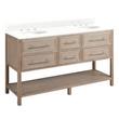 60" Robertson Vanity with Undermount Sinks - Brushed White - Feathered White Quartz - Widespread, , large image number 0