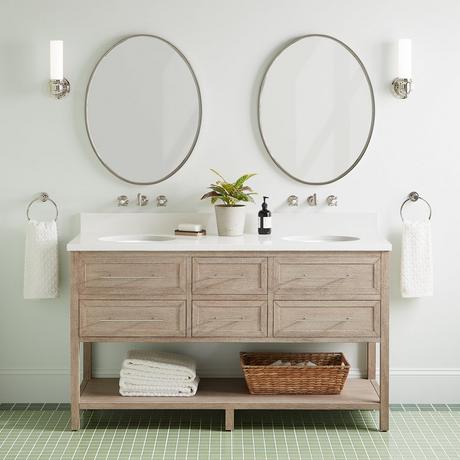 60" Robertson Console Vanity with Undermount Sinks - Brushed White