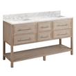 60" Robertson Vanity with Rectangular Undermount Sinks - Brushed White - Carrara Marble - Widespread, , large image number 0