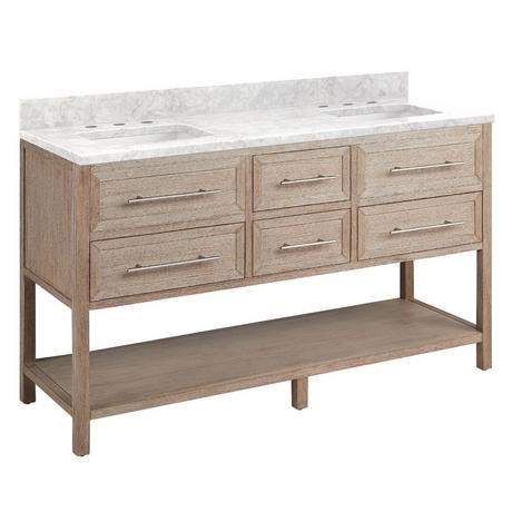 60" Robertson Console Vanity with Rectangular Undermount Sinks - Brushed White