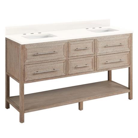 60" Robertson Console Vanity with Rectangular Undermount Sinks - Brushed White