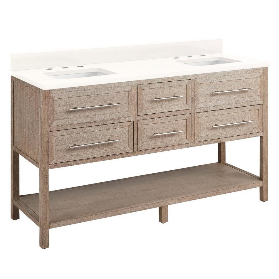 60" Robertson Vanity with Rectangular Undermount Sinks - Brushed White - Arctic White - Widespread, , large image number 1