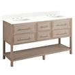 60" Robertson Vanity with Rectangle Undermount Sinks - Brushed White - Feathered White - Widespread, , large image number 0
