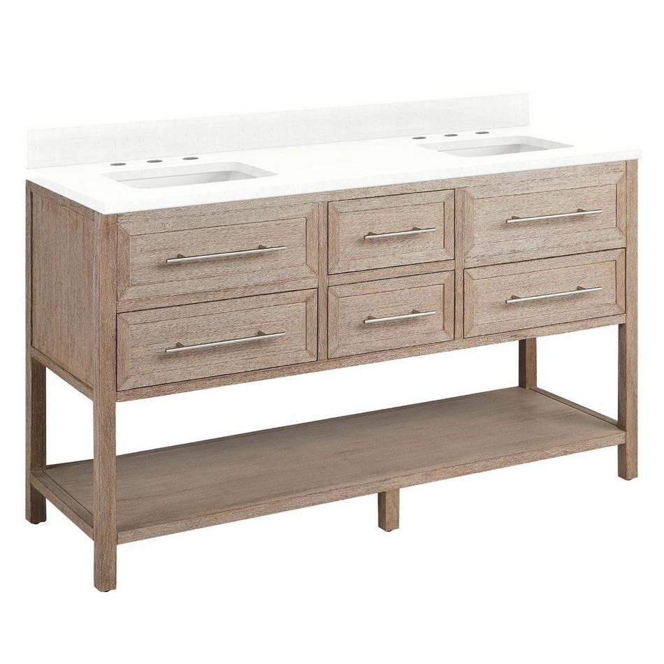 60" Robertson Vanity with Rectangle Undermount Sinks - Brushed White - Feathered White - Widespread, , large image number 0
