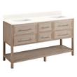 60" Robertson Vanity with Rectangular Undermount Sinks - Brushed White - Arctic White - 0 Holes, , large image number 1