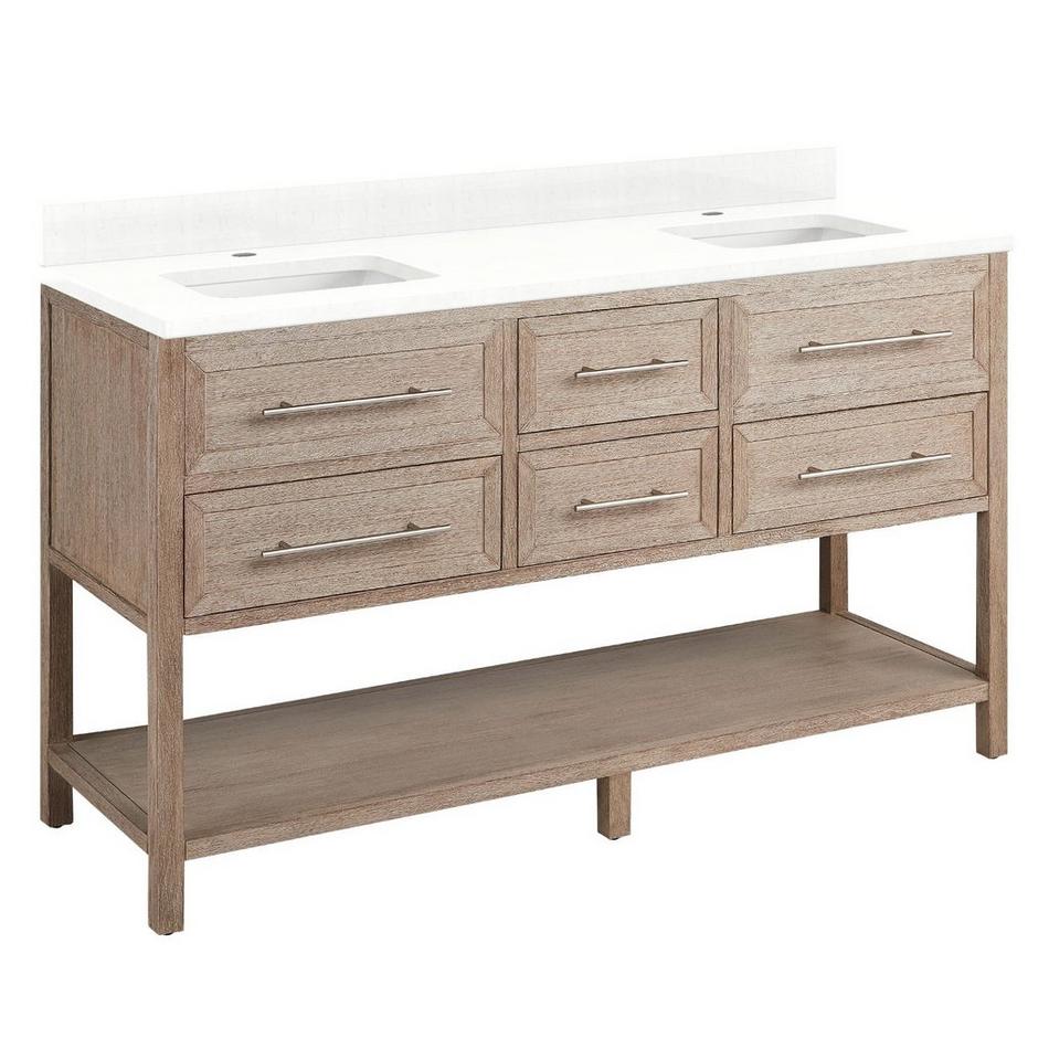 60" Robertson Vanity with Rectangle Undermount Sinks - Brushed White - Feathered White - Single Hole, , large image number 0