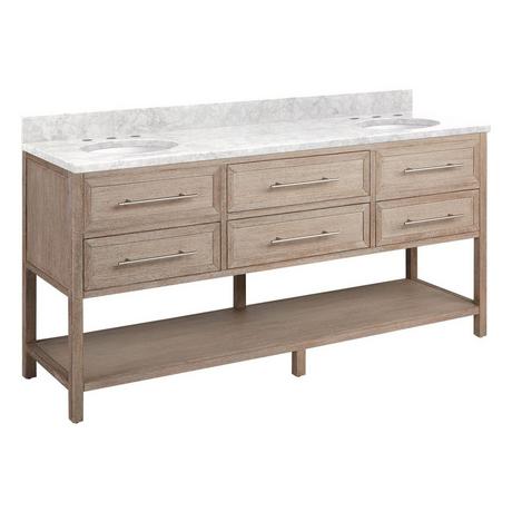 72" Robertson Console Vanity with Undermount Sinks - Brushed White