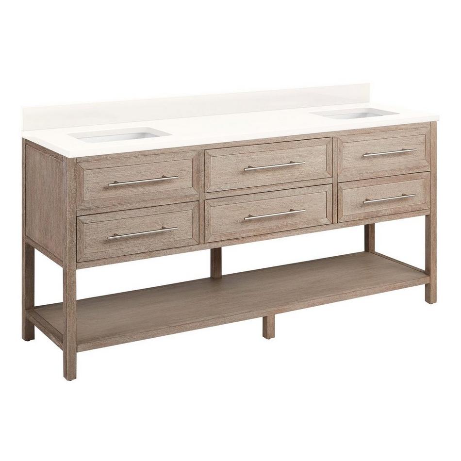 72" Robertson Vanity with Rectangular Undermount Sinks - Brushed White - Arctic White - 0 Holes, , large image number 1