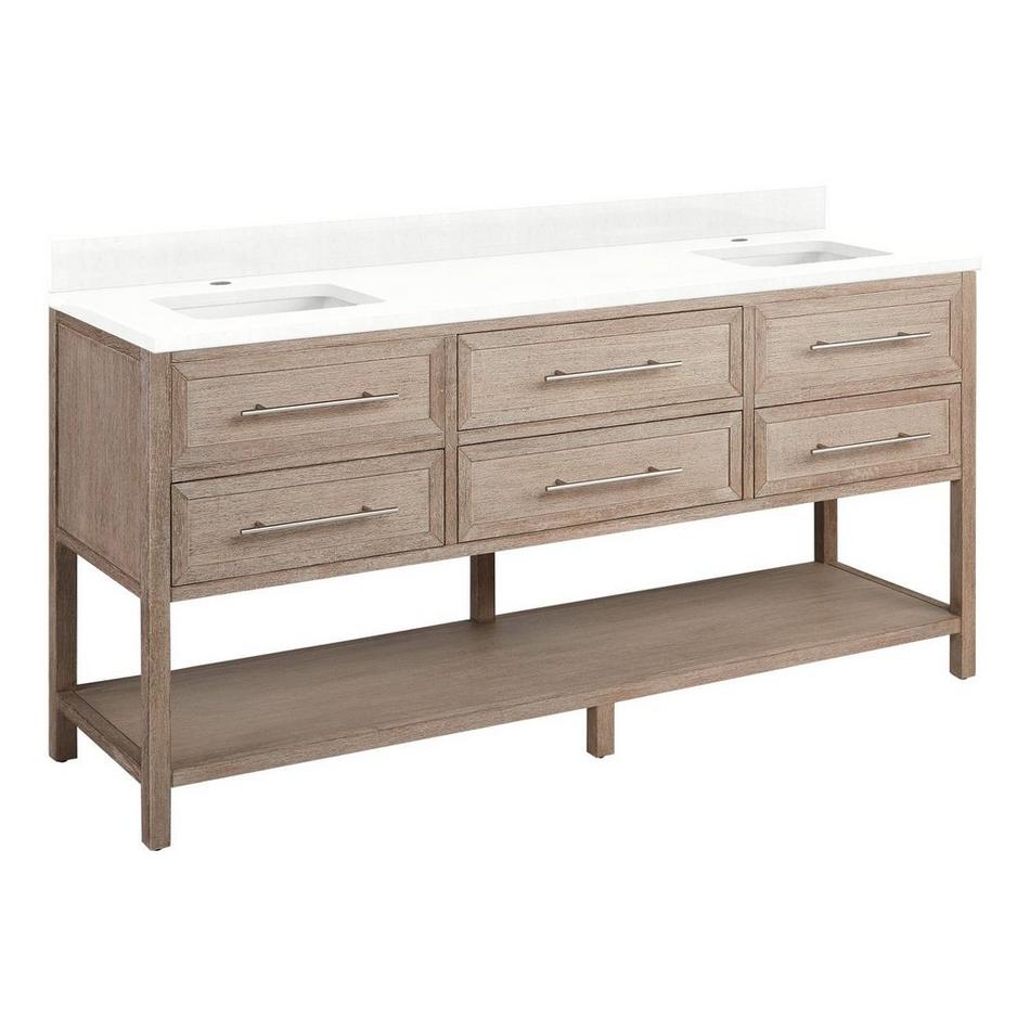 72" Robertson Vanity with Rectangle Undermount Sinks - Brushed White - Feathered White - Single Hole, , large image number 0
