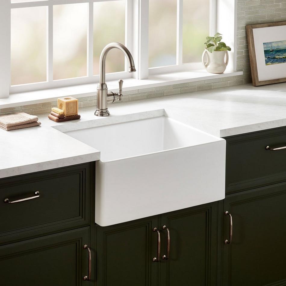20" Rowena Fireclay Farmhouse Sink - White, , large image number 0