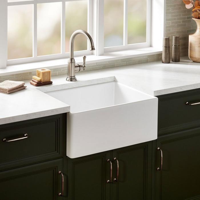 24" Rowena Fireclay Farmhouse Sink in White